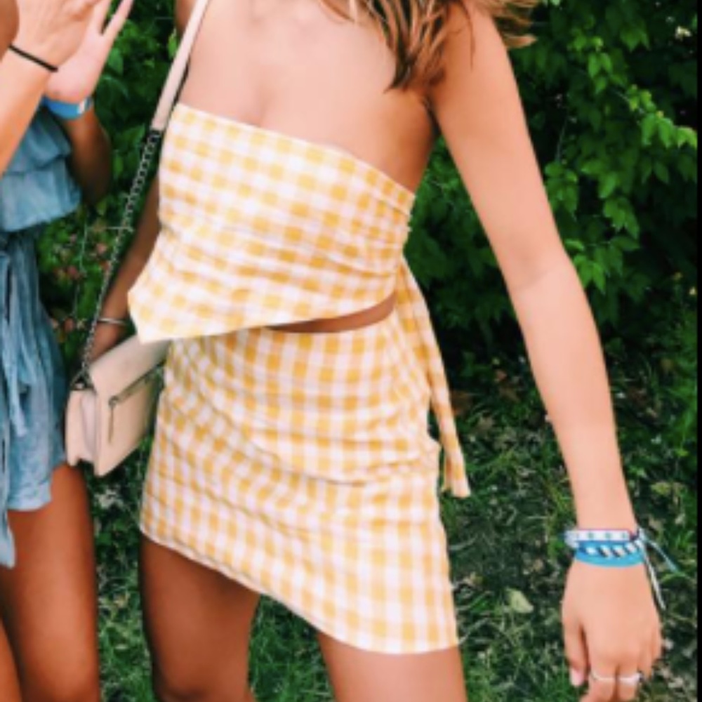 Yellow Gingham Reformation Two Piece
